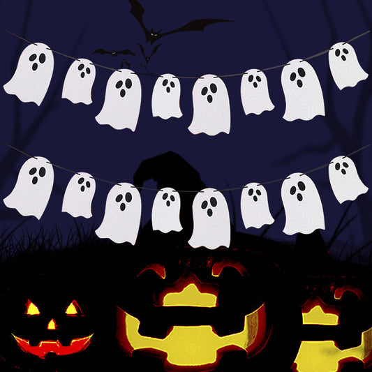 Halloween new ghost pull flag party decoration