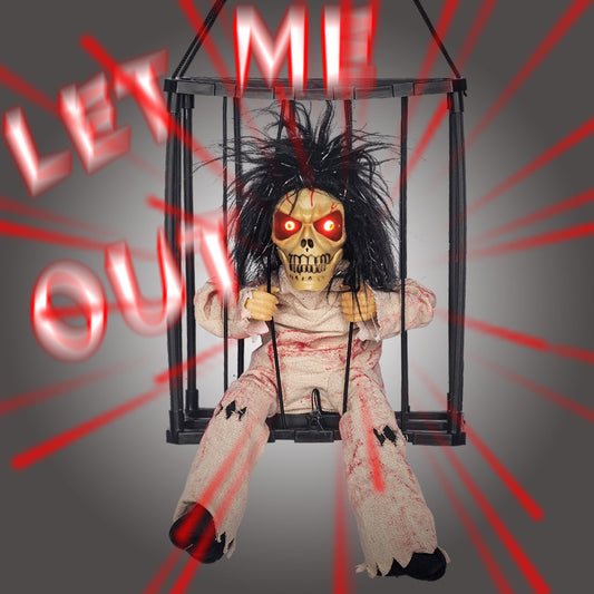 Halloween hanging Ghost toy prisoner cage ghost